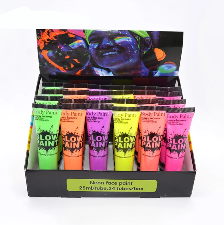 Hot Sale Fluorescent Glow Blacklight Body Paint Halloween Party Uv Neon Face Painting 10ml