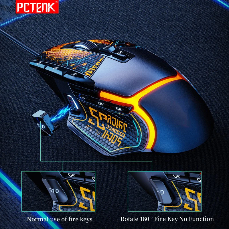PCTENK IDM OEM Gaming Wired Mouse RGB Lighting USB Mouse With Side Button Pc Gamer Mice