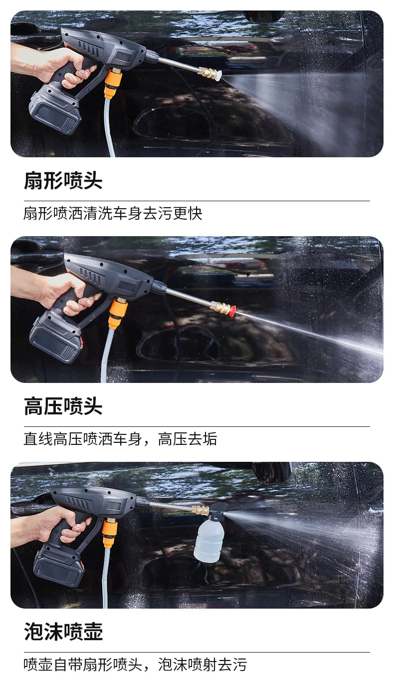 Cordless High Pressure 21V Wireless Automatic Car Washing Machine High-pressure Water Gun Car wash gun