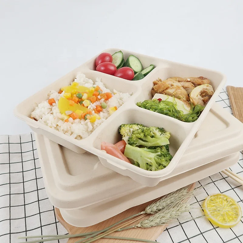 Eco Friendly Bio-Degradable Disposable Meal Box Bagasse Lunch Box Sugarcane Food Container For Fast Food