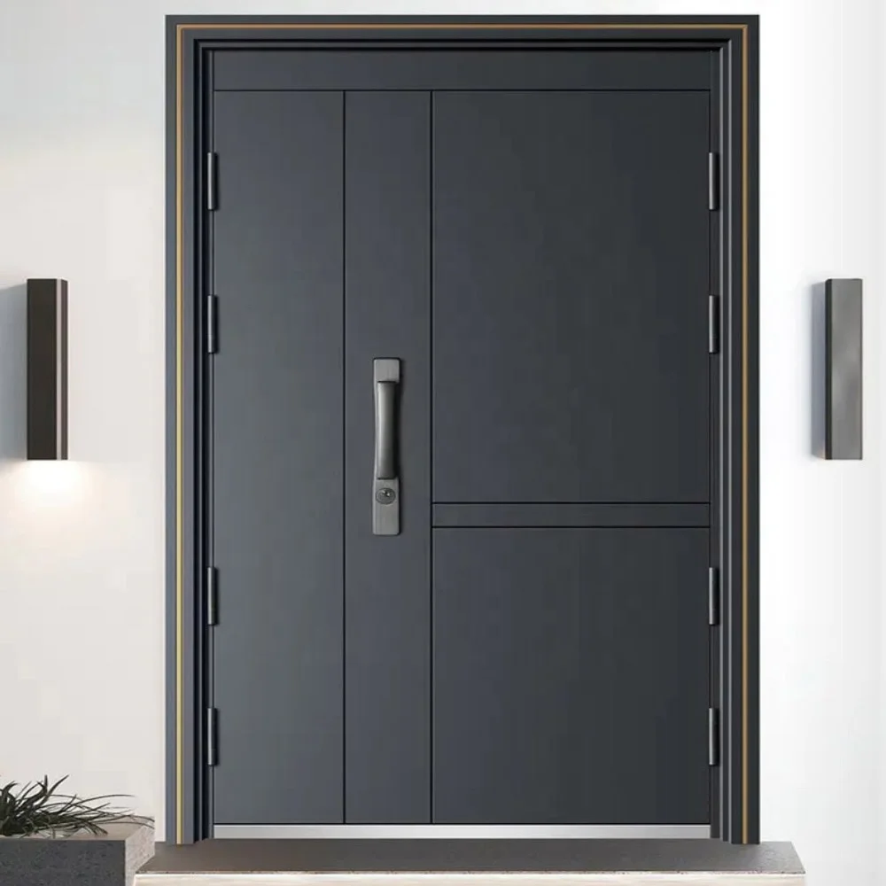 Modern Design Hot Sale Metal Steel Front Entry Door Cheap Price Exterior Steel Security Entrance Doors For Houses