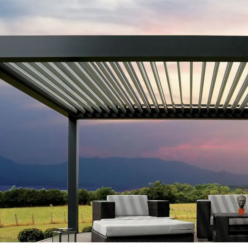 CLEARVIEW Motorized aluminum louvered retractable patio cover roof pergola 5x5 awning kits waterproof Aluminum Pergola for house