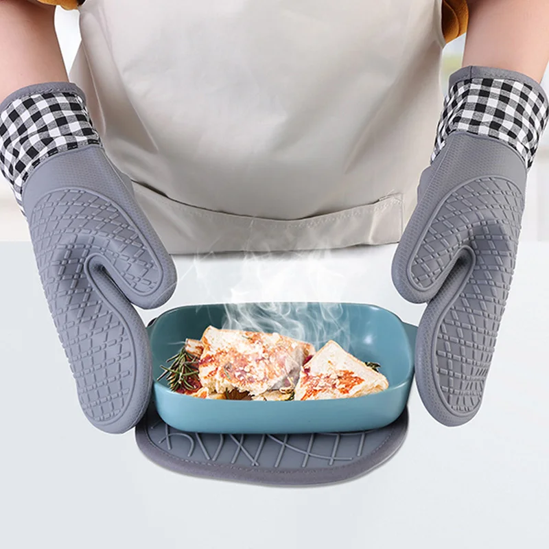К высоким температурам противоскользящая ткань силиконовые термостойкие перчатки для выпечки