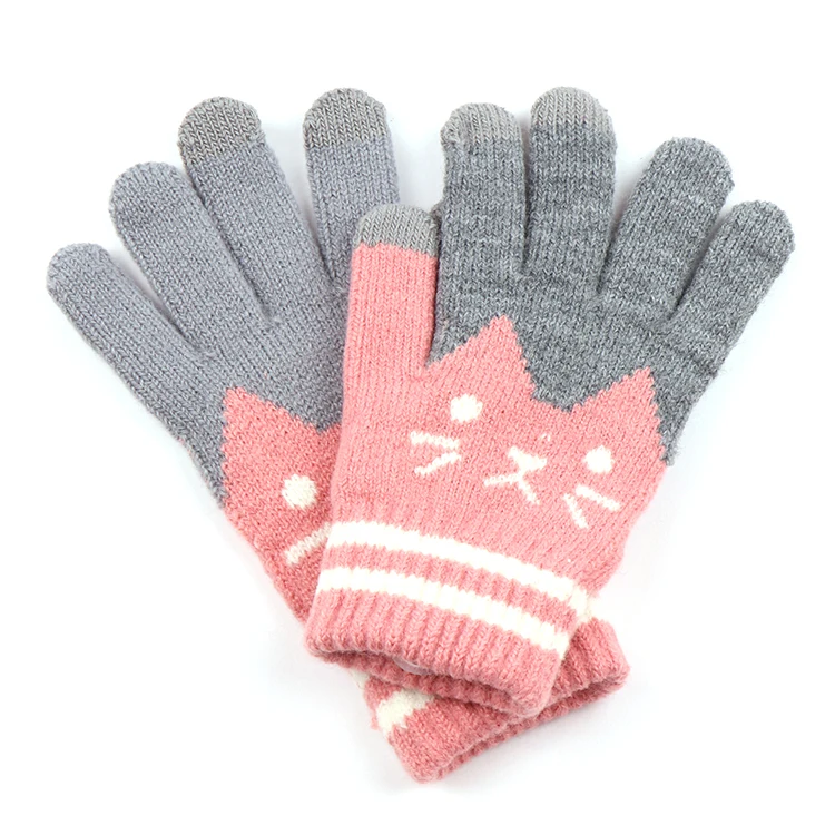  Knitted Acrylic Touch-screen Gloves Winter glove with Jacquard logo for Adults outdoor Use Touch
