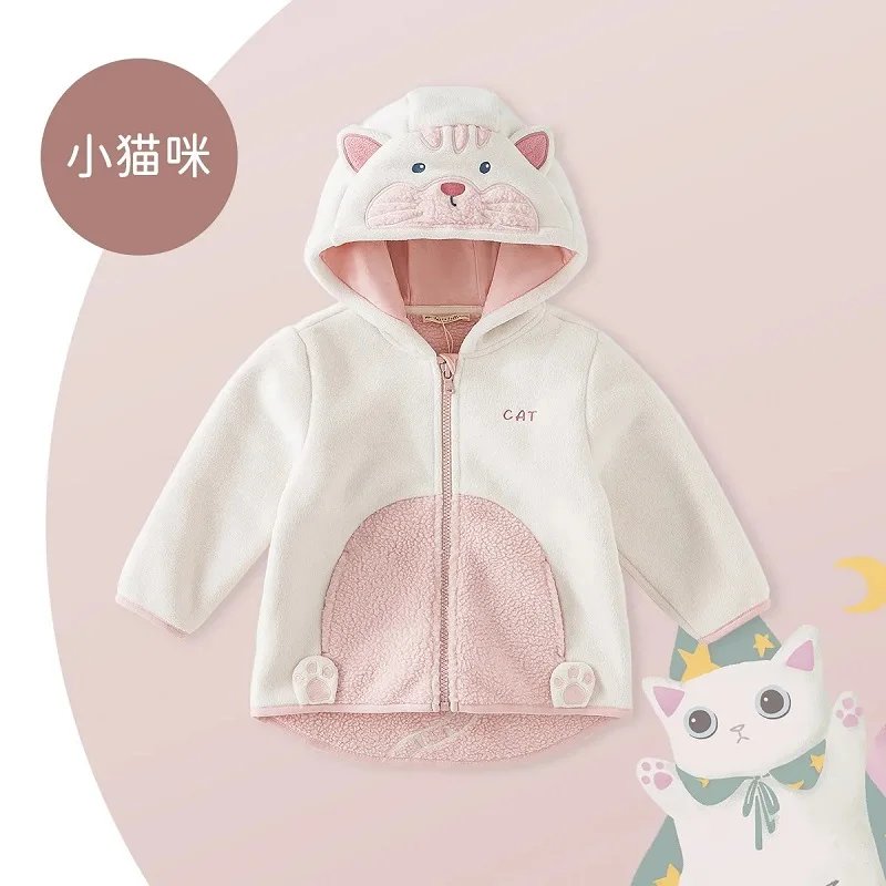 Autumn Winter Fashion Animal Design Cute Polar Fleece Jacket Toddler Girls Clothing