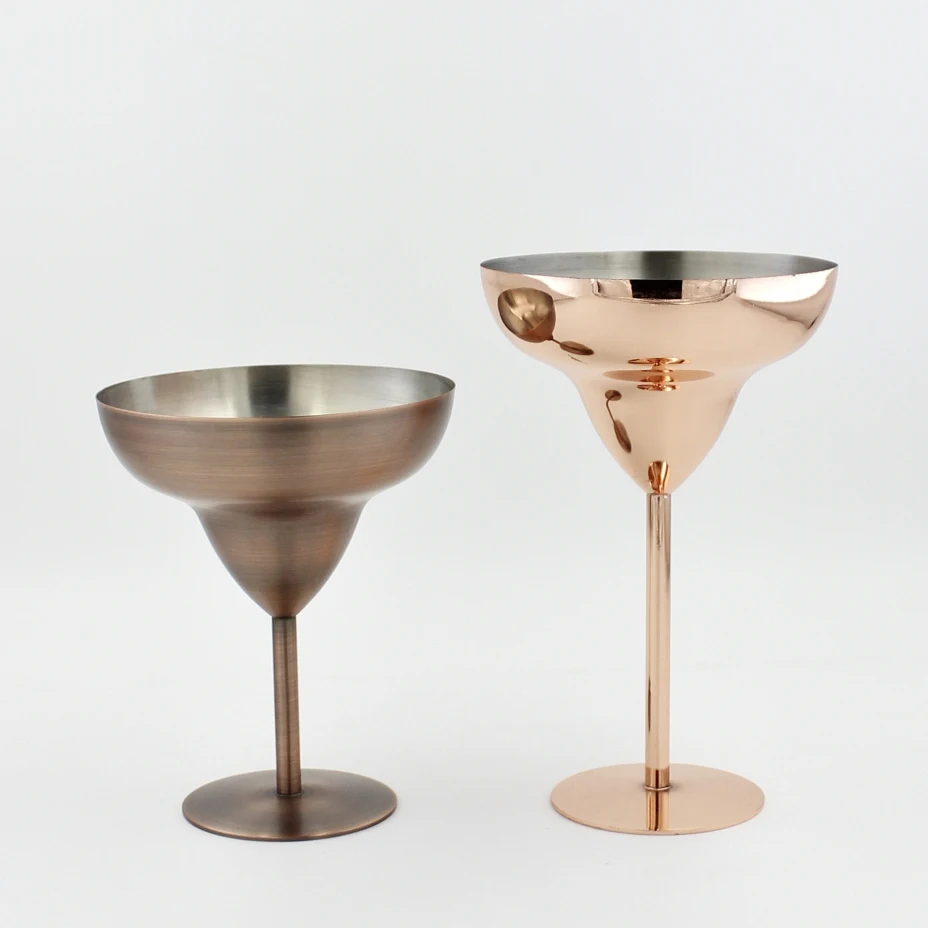 Stainless Steel Wine Goblets Bar Drinkware Plating Martini Margarita Cocktail Glass Copper Mugs Wholesale