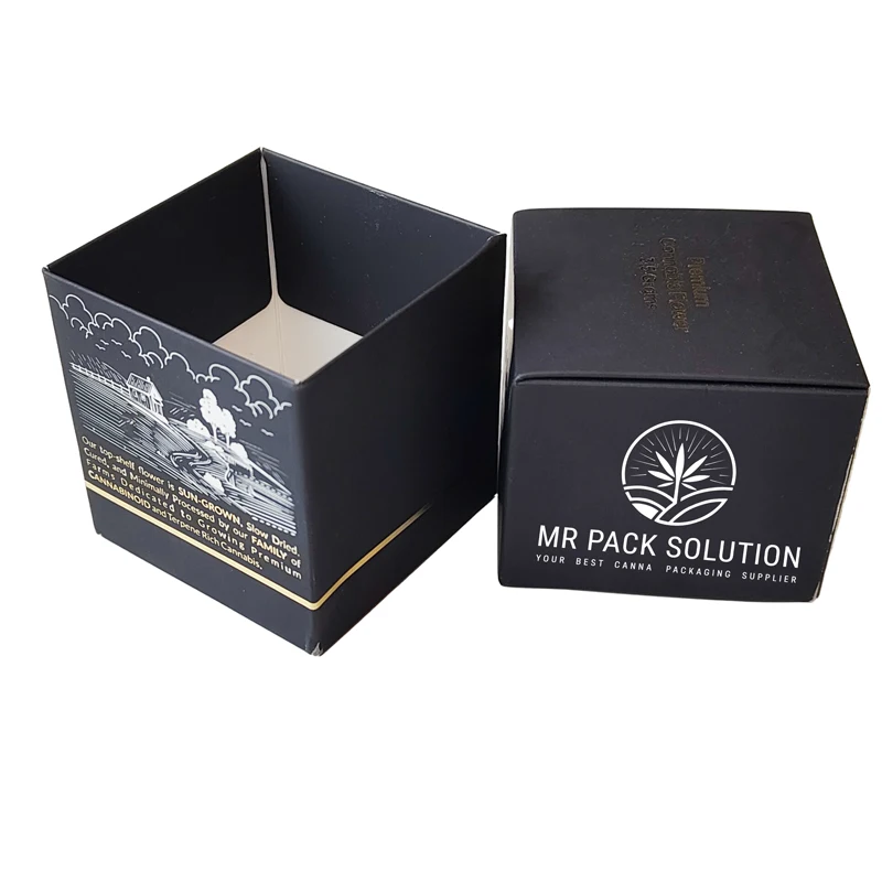 Custom Smell Proof Square High Capacity Cardboard Stash Paper Box Glass Jar Packaging Box for Concentrate Jar