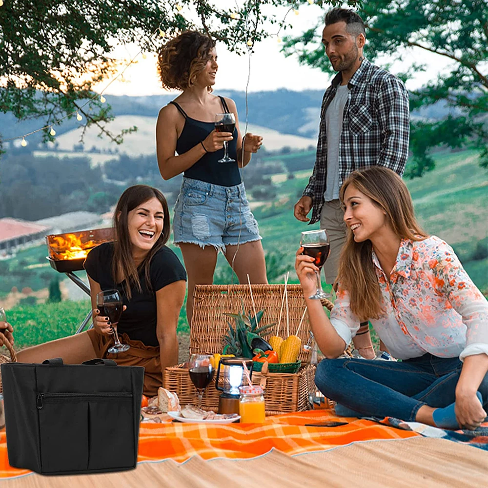 High quality food lunch insulated bag solid Oxford cloth portable cold tote cooler bag with zipper