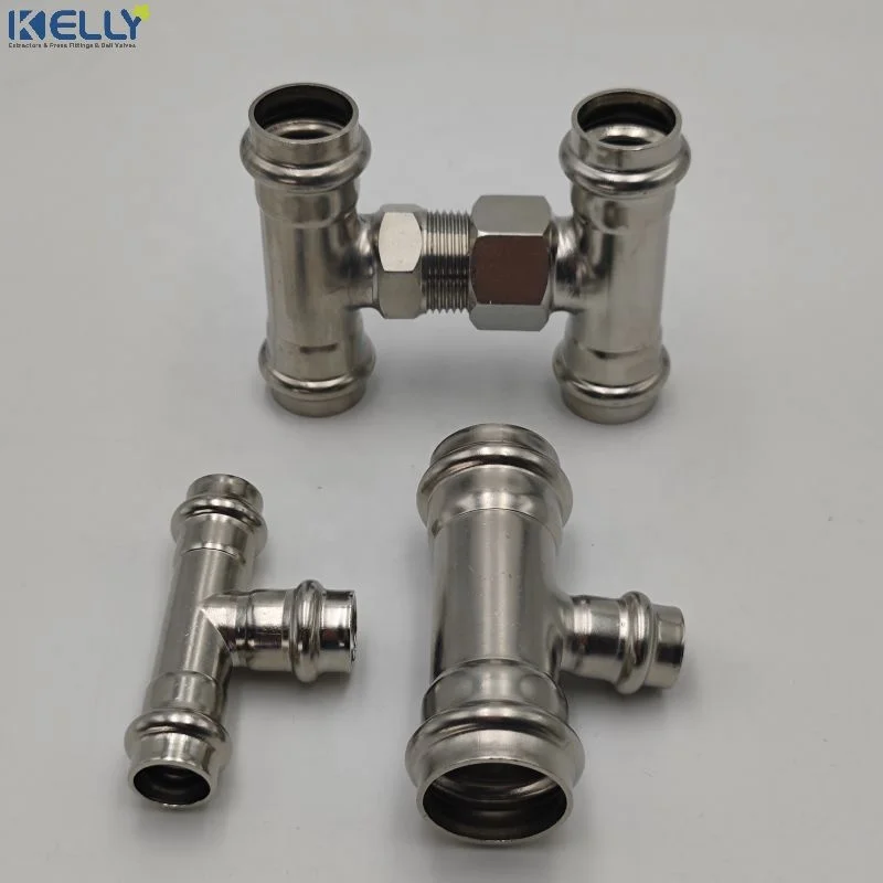 Stainless Steel 304/316L DVGW V-profile Press Plumbing Fittings elbow/tee/reducer/coupling/cross