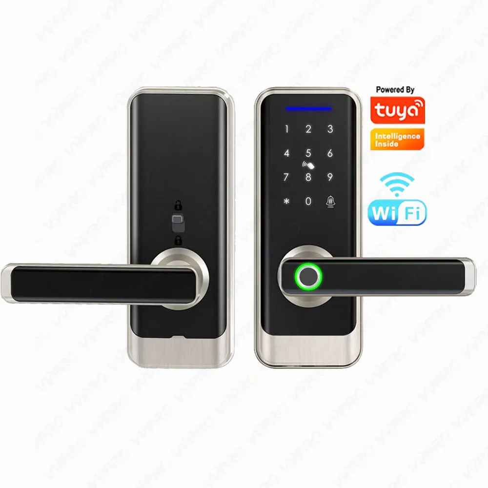 TUYA APP Wireless Waterproof Double Side Handle Fingerprint Electric Safe Electronic Mortise Smart Digital Door Lock A233