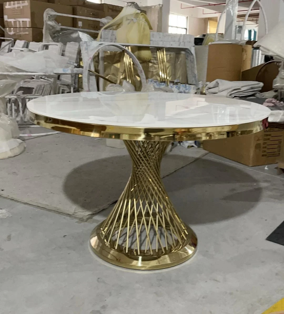wedding cake stands event party dining table with 48 inches White SINTERED STONE top