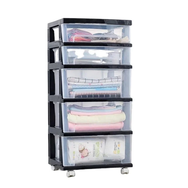 Home Plastic Storage Drawer Cabinet 40cm - 3/4/5 Layers - Big + Small Drawers