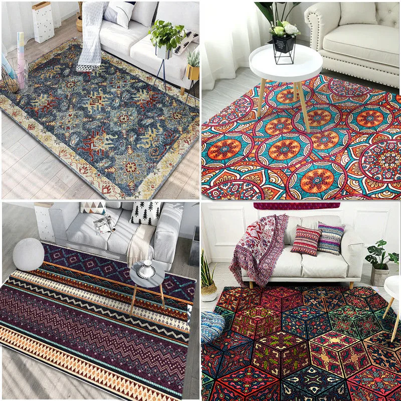 Custom Boho Printed Carpets Flooring Turkish Carpet Outdoor Carpet Tiles For Living Room