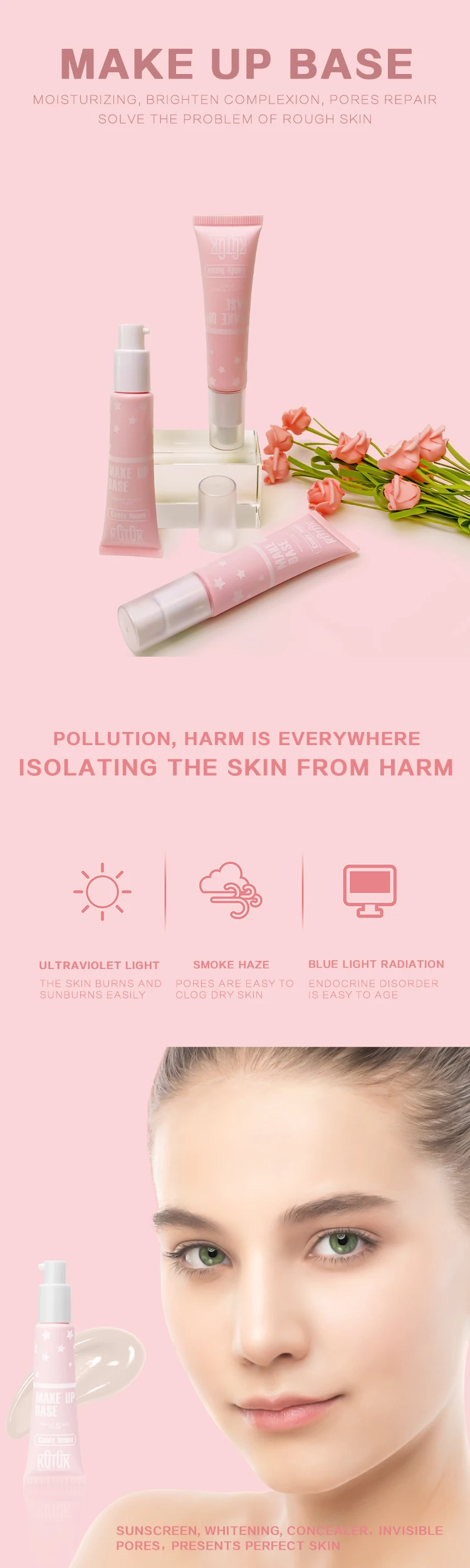 Multi-color makeup primer cream