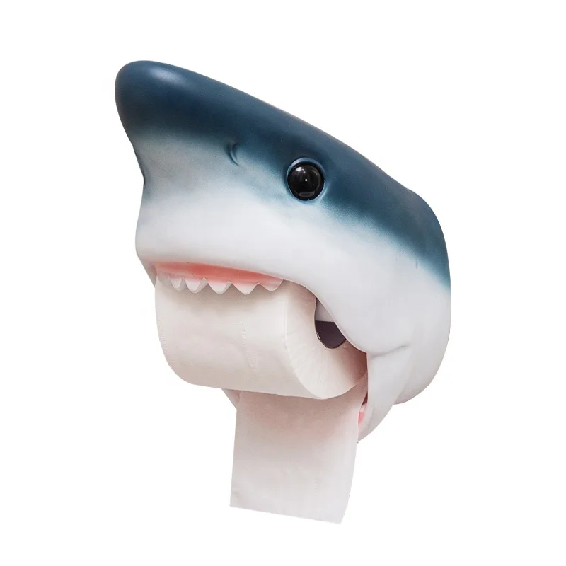 wholesale bathroom accessories resin shark wall mount towel paper holder