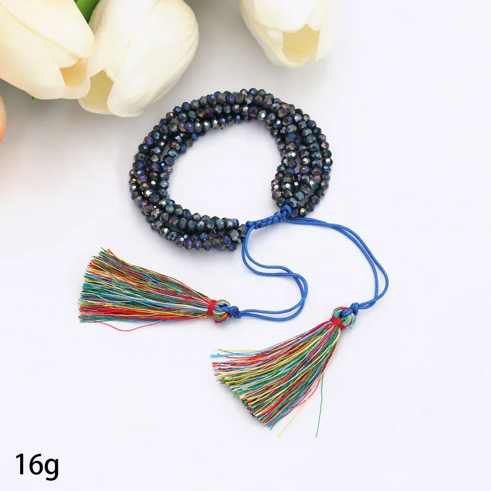Fashion Handmade Mexican Women Jewelry Multilayer Glass Beaded Tassel Bracelets
