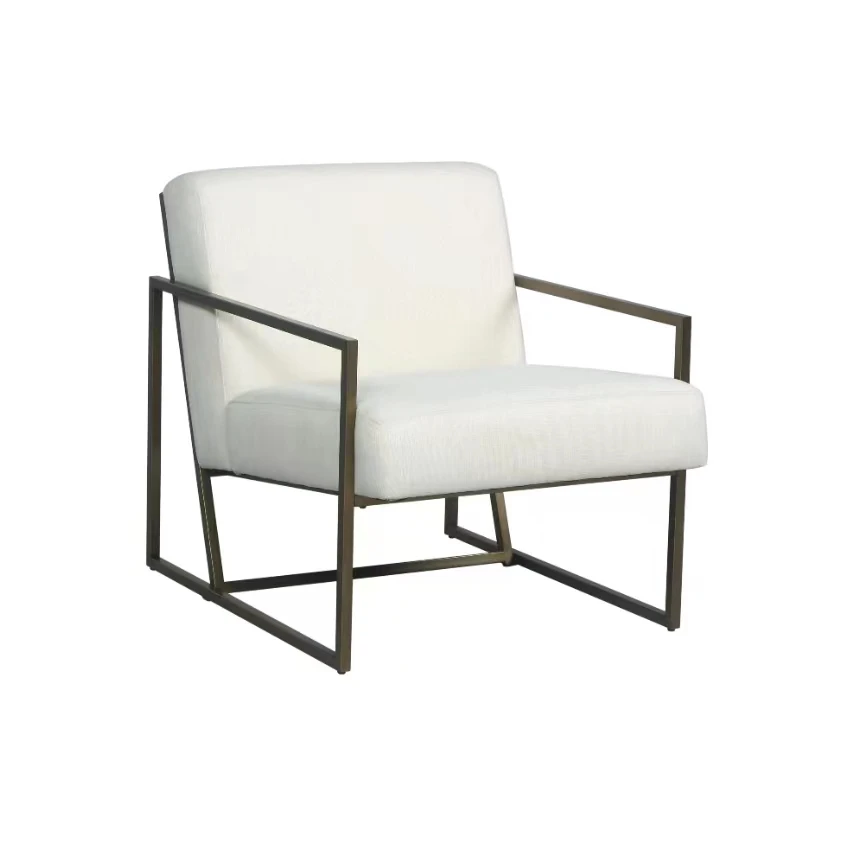 Modern nordic style luxury elegant accent lounge chair living room gold metal frame arm chair furniture