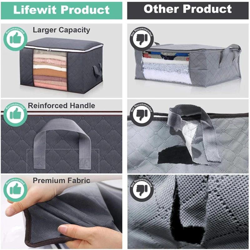 High Grade Space Saving Household Clothes Comforter Packaging Bag Non Woven Quilt Blanket Bag Carry Bags For Clothes Store