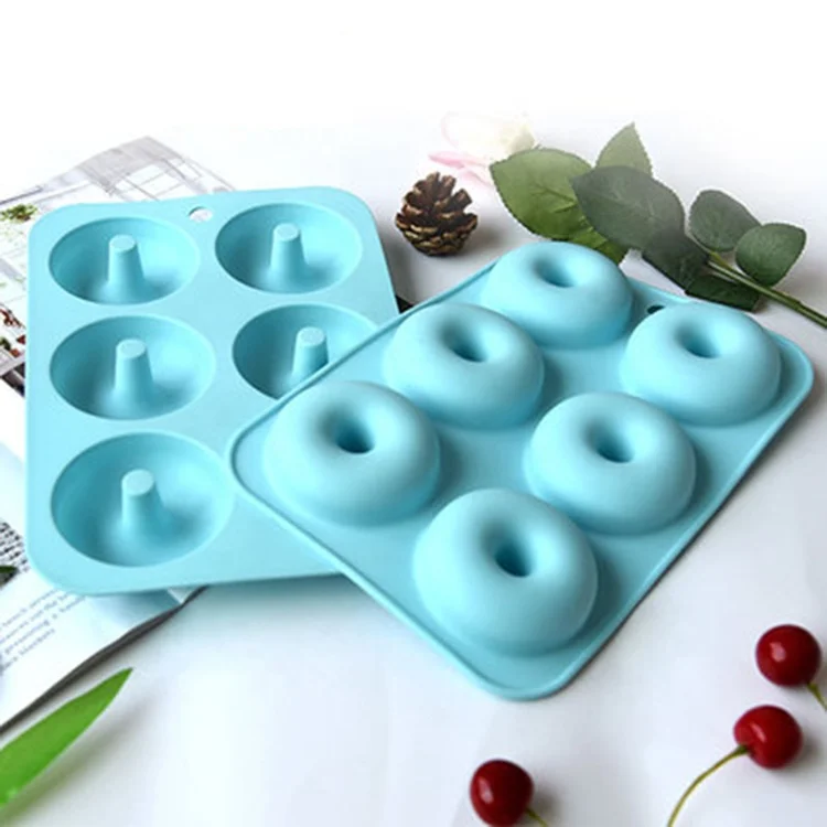 Лидер продаж, силиконовая круглая форма для торта с 6 отверстиями, форма для шоколадного торта в виде пончика, противень для выпечки, силиконовая форма для пончика