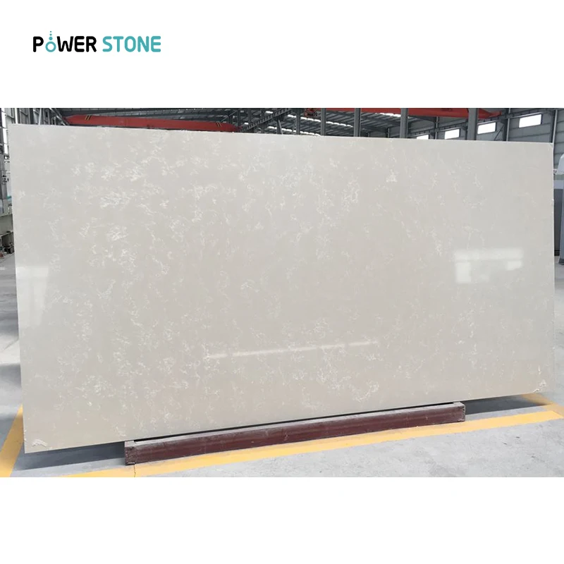 POWER STON New Fashion Premium Quality Royal Botticino Beige Classic Beige Quartz Stone Slab and Flooring Made In China PSQG016