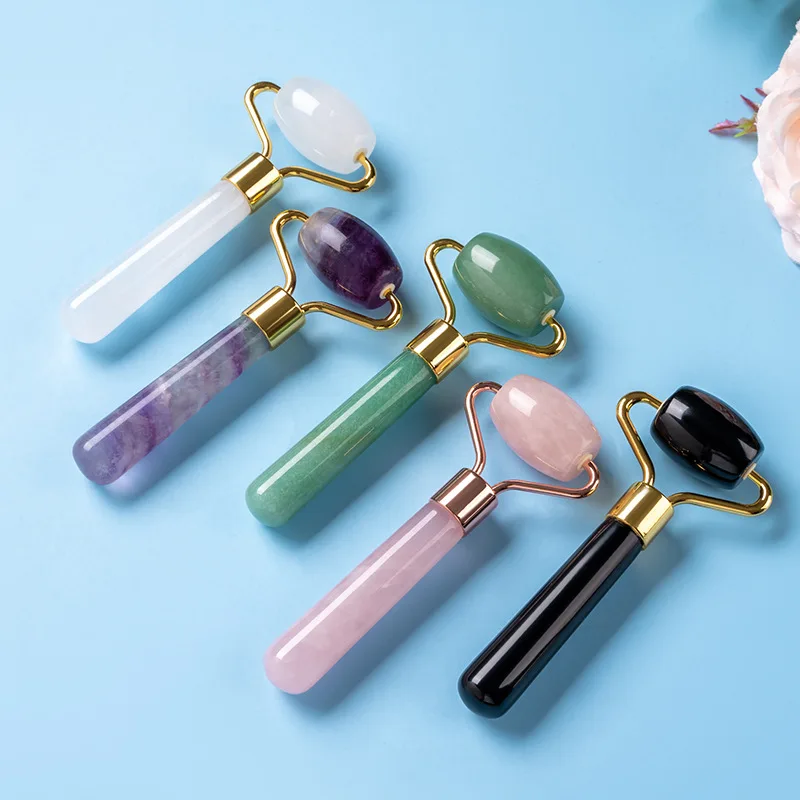 Skin Care Tools 100% Natural Stone Anti Aging Facial Roller Jade Face Roller Box Green Jade Roller