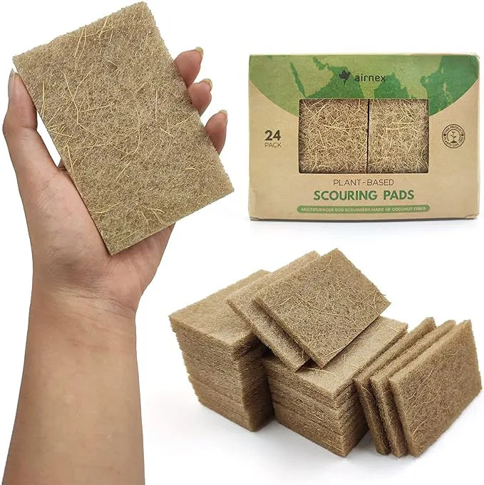 Eco-Friendly Coconut Fiber Scrub Pads Kitchen Biodegradable Scrubbing Pads Non Scratch Scouring Pads for Pots and Pans