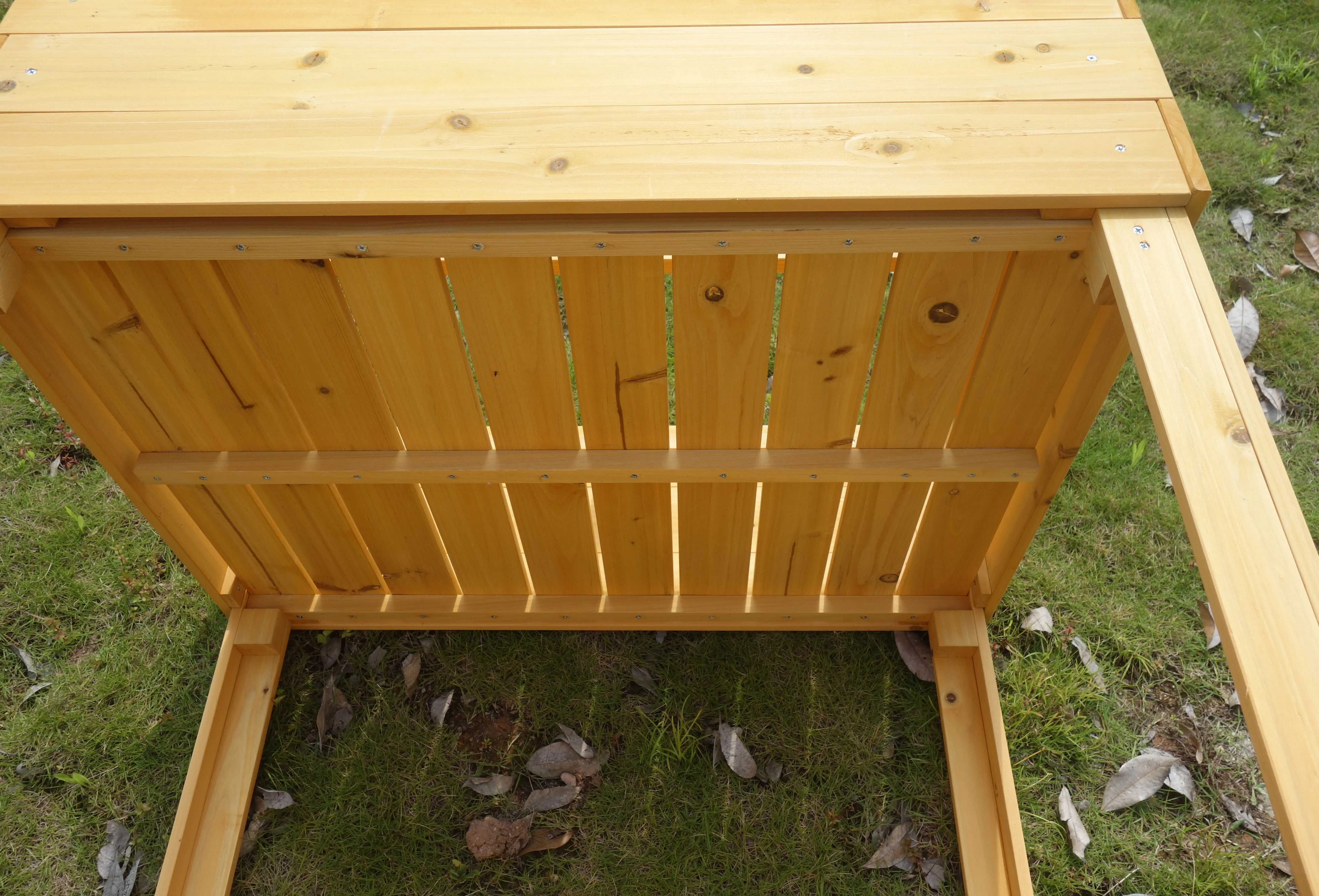 factory custom outdoor succulent pots waterproof wooden flower pot plant grow garden raised bed potting bench table with shelf