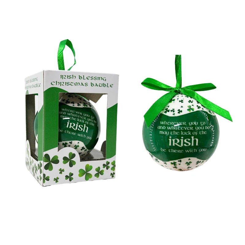 Custom Wholesale High Quality Shatterproof Ornaments 8CM Foam Baubles Christmas Irish Decoupage Balls For Xmas Tree Decorations