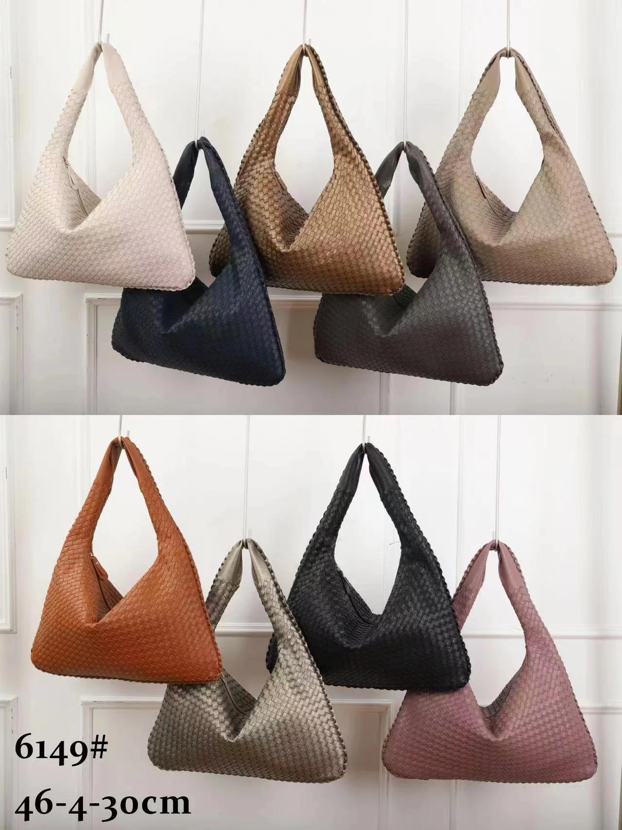 Newest Women Fall Vegan Leather Weave Hobo Bag Shoulder Handbag