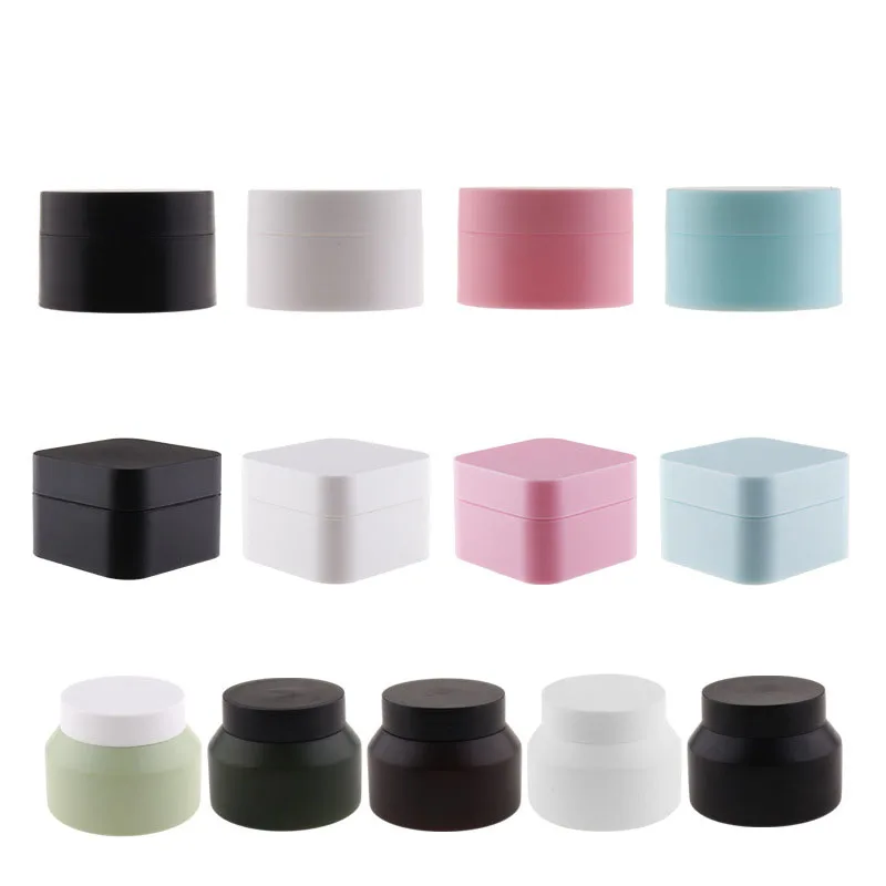Stock 5g 10g 20g 30g 50g Square Cream Bottle Emulsion Eye Cream Mask Bottle Double layer PP Matte Scrub cream jar