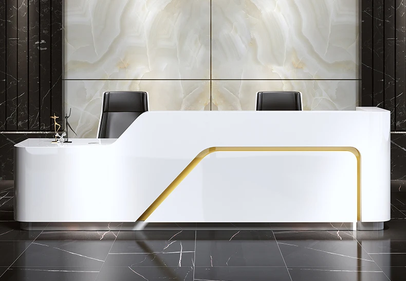 Office front desk counter reception table white l shaped front reception desk modern