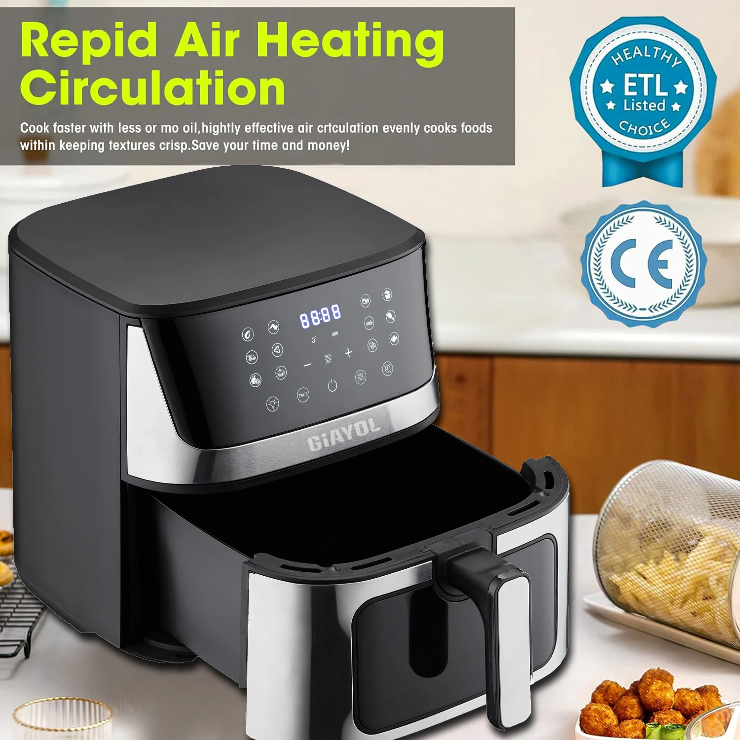 Brand new electronic air fryer plastic wholesale deep fat fryer multipurpose air fryer