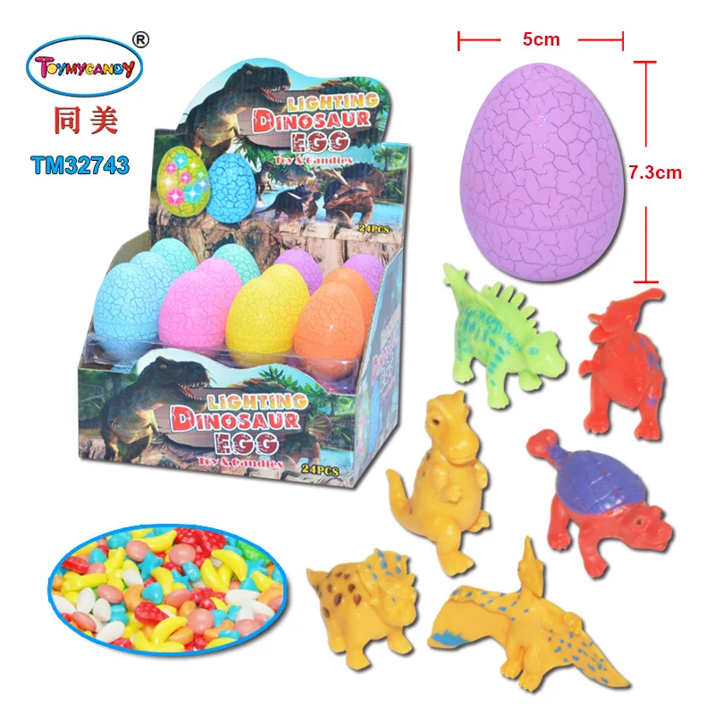 Good quality plastic dinosaur egg toy with candy China supplier of Shantou dinosaur egg with light for kids