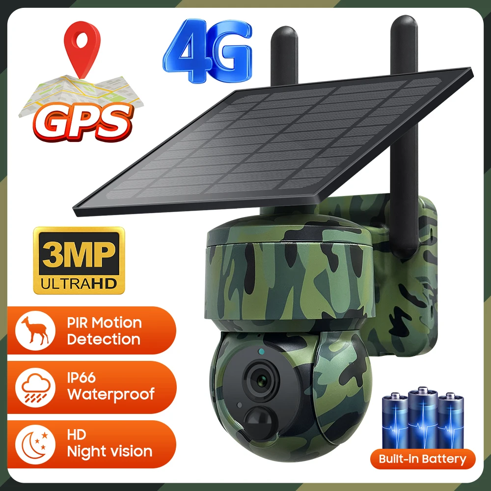 Камуфляжная 4G солнечная Дикая камера в реальном времени GPS местоположение Водонепроницаемый ночного видения лесная охотничья