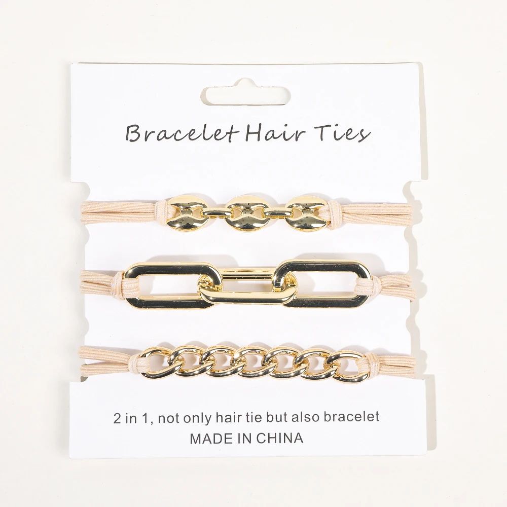 Custom Metal Chain Rubber Band High-Quality Electroplating Alloy Hair Rope Hair Ring Bracelet Hair Tie