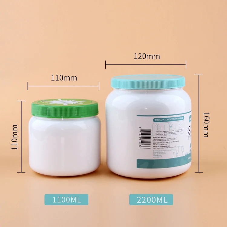 Custom 1kg 2kg Goat Skimmed Baby Milk Powder Jar Recycled Plastic Pet Protein Loose Powder Container Bottle With Screw Lid