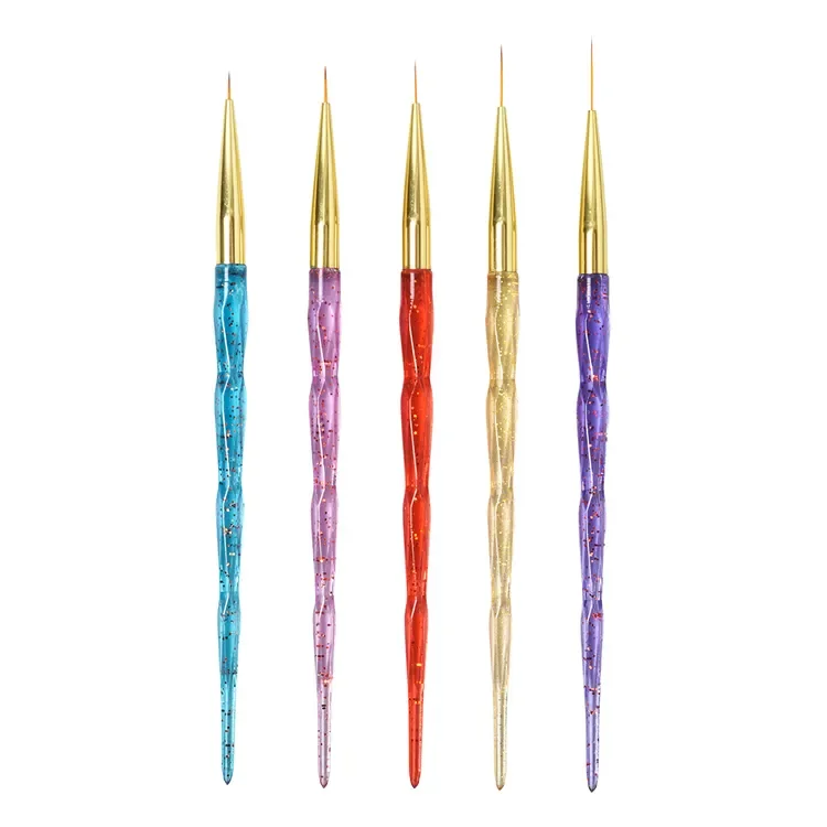RTS High quality shinny 5 colors acrylic professional liner nail drawing pen detail design brush nail art liner brush for nail