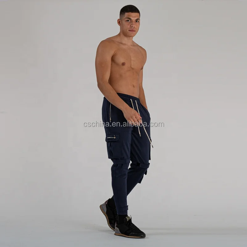 Casual Jogging Satin Track Sport Pants Male Cargo Long Pant Men Cargo Pants With Side Pockets