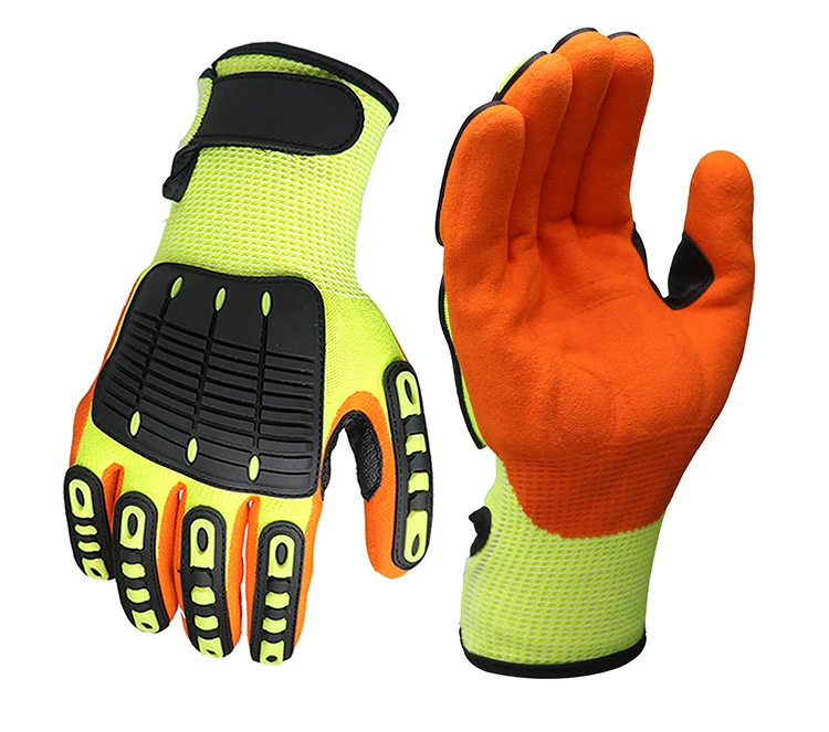 Oilfield Mining Sandy Nitrile Coated Cut Resistant Shock Proof TPR Gloves Anti Impact Gloves Mechanic Gloves Guantes de Impacto