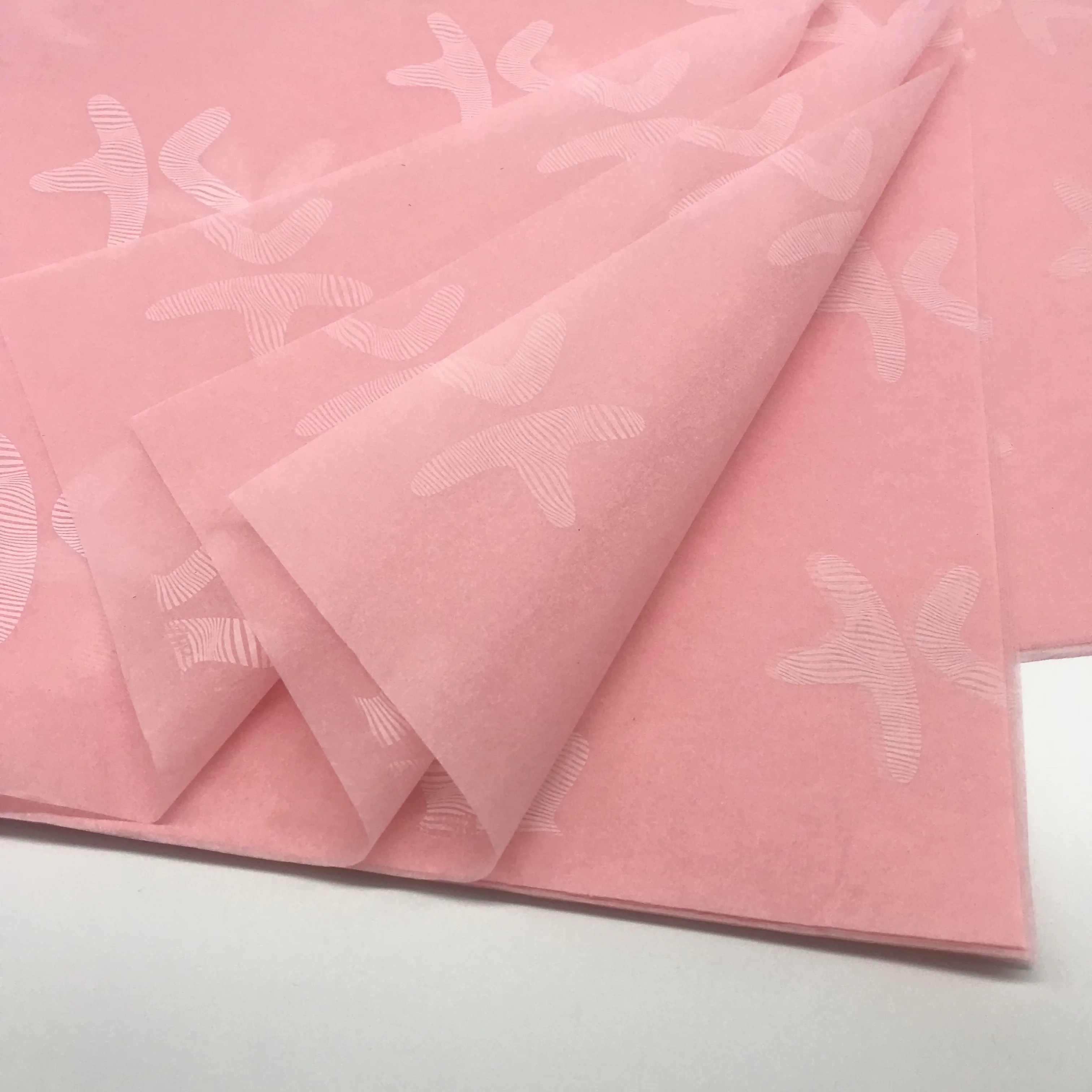Pink gift custom tissue paper wrapping with white printing