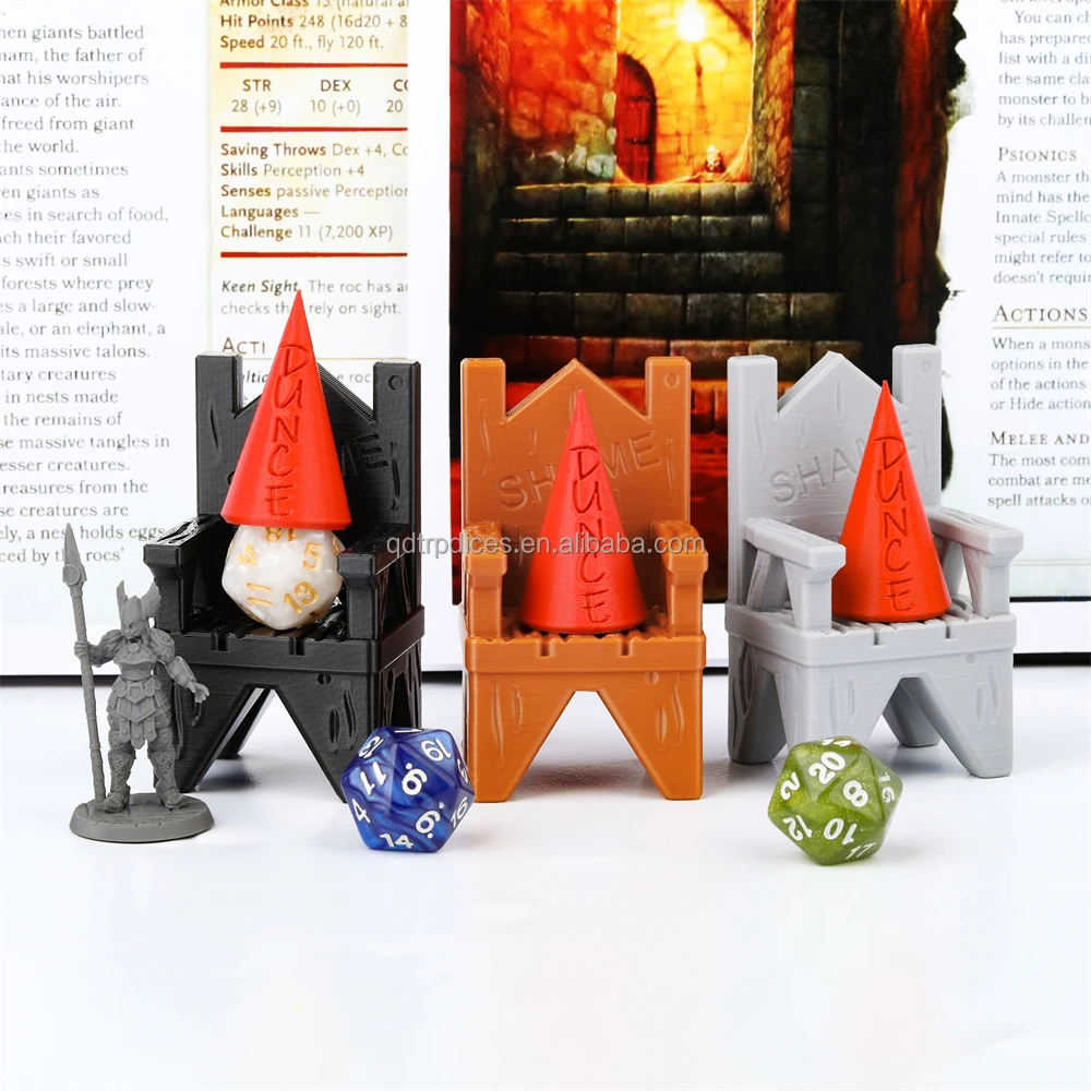 3D Printed Dice Jail Time Out Chair & Dunce Hat 3 Color Available Punishment Chair for Naughty Dice