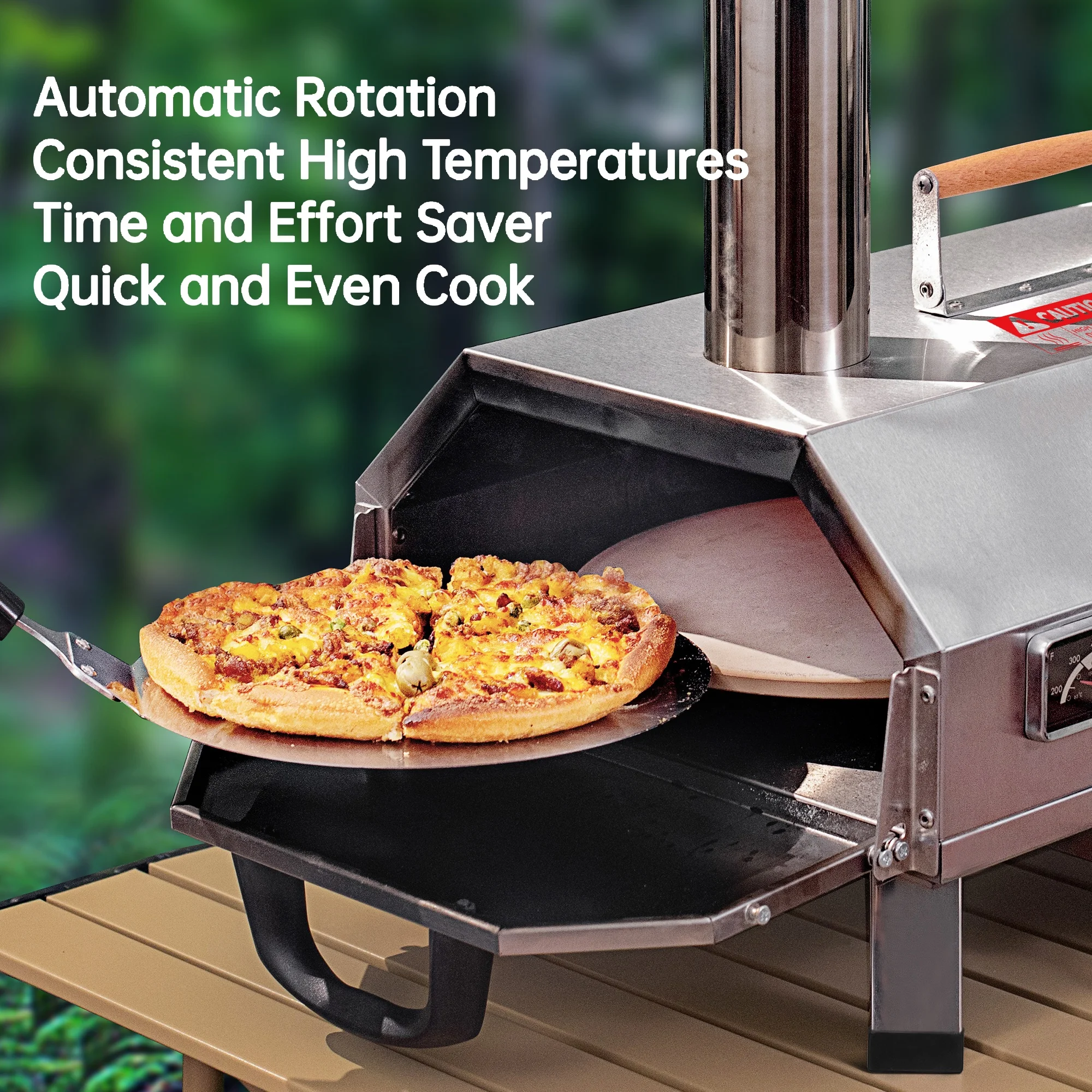 Pizza Machine Maker Automatic Rotating Bbq Grill Outdoor Wood Fired Pizza Oven