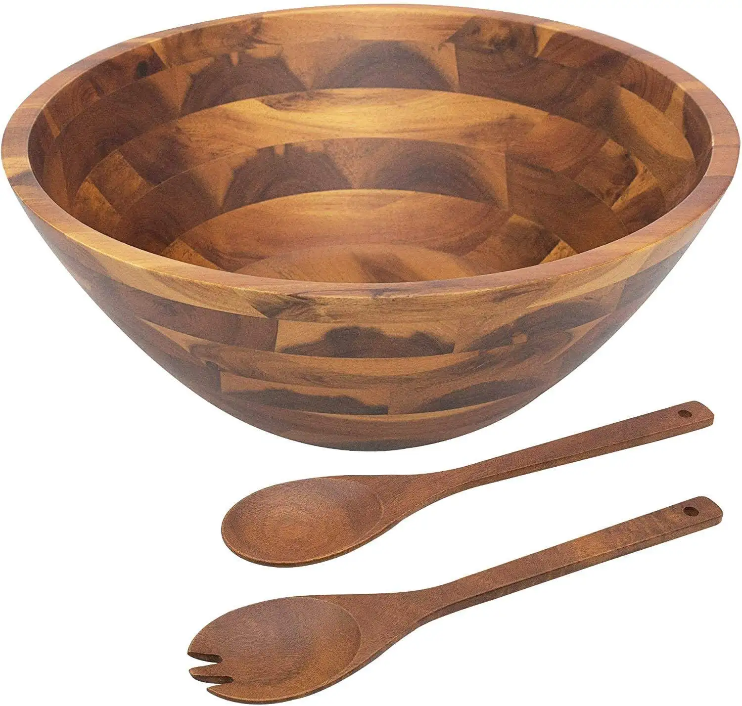 Wholesale solid tableware Handcrafted Mixing Salad Rice Acacia wooden bowl For Restaurant