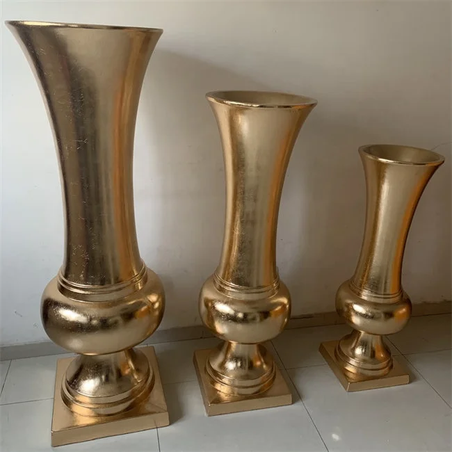 L-526 New Fashion European Style Gold Flower Vase Fiberglass Material Wedding Large for Table Decoration
