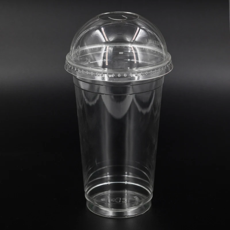 wholesale 12oz 24oz 16oz Biodegradable PLA Clear Cups Flat Dome Sip Lids Eco-Friendly Non-Plastic Disposable Paper Cups Stocked Wrapped