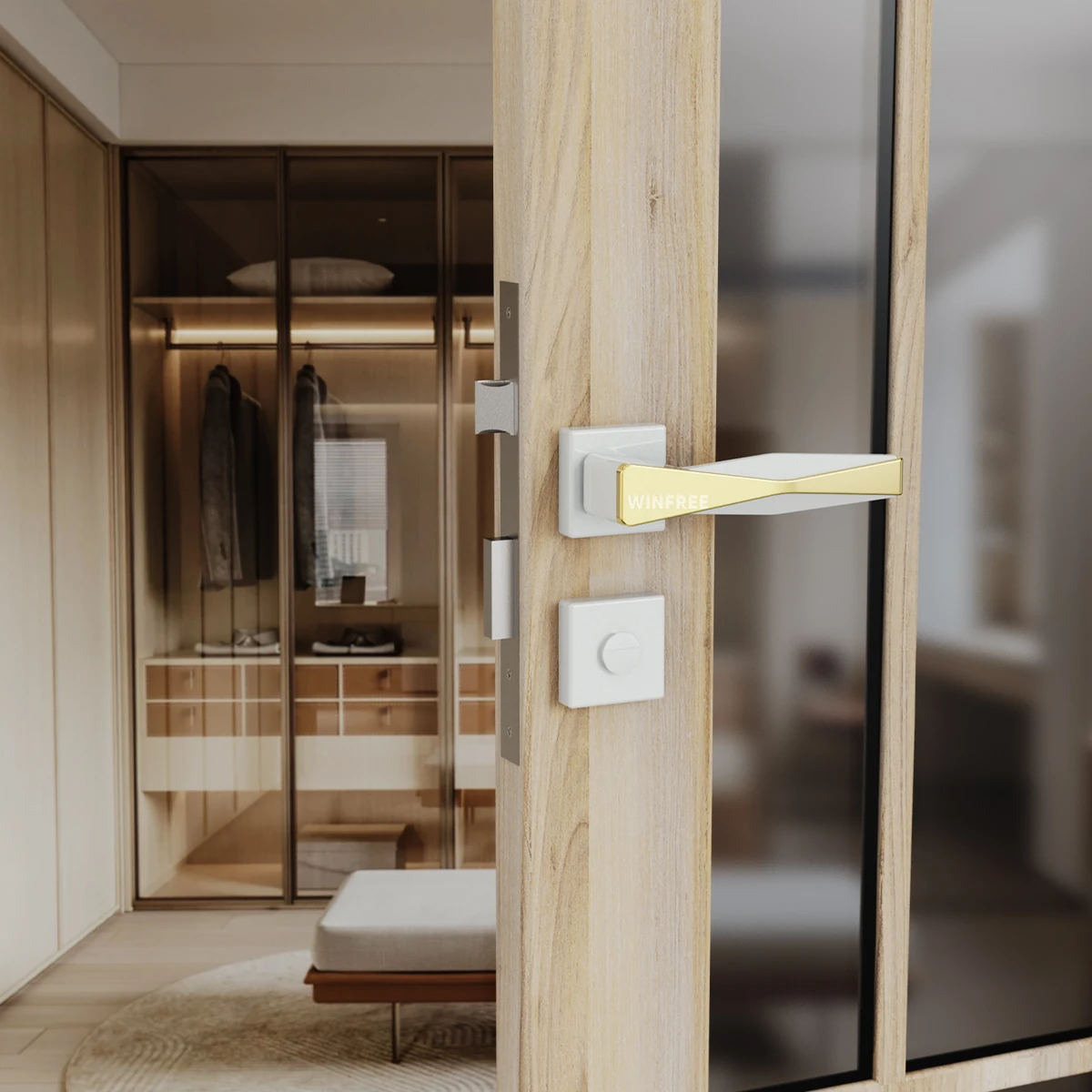 Guangdong WINFREE High-end matte black aluminum alloy door handle Bedroom door interior handle lever