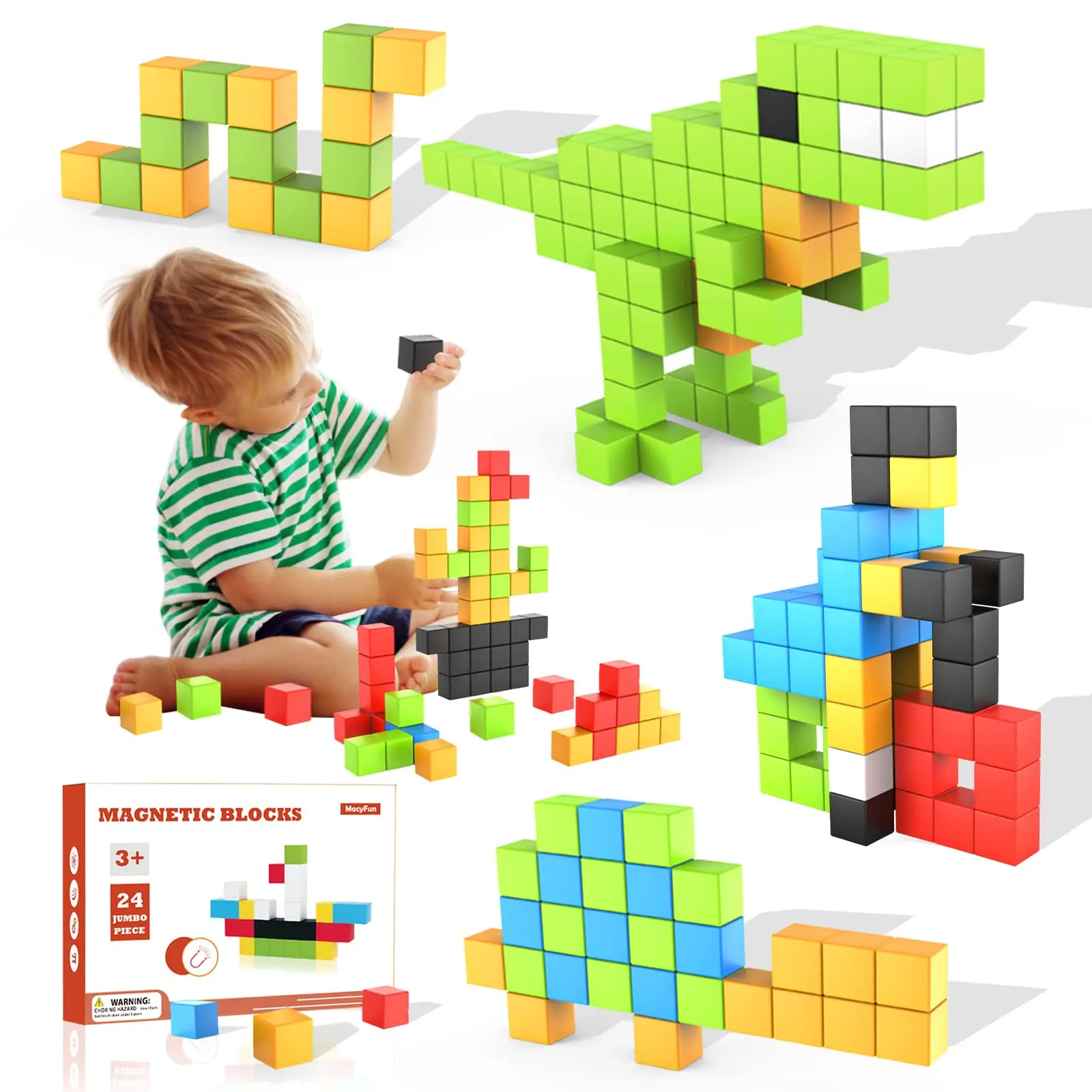 Powerful Neodymium 3D Educational Wooden Kids Magnetic Building Blocks