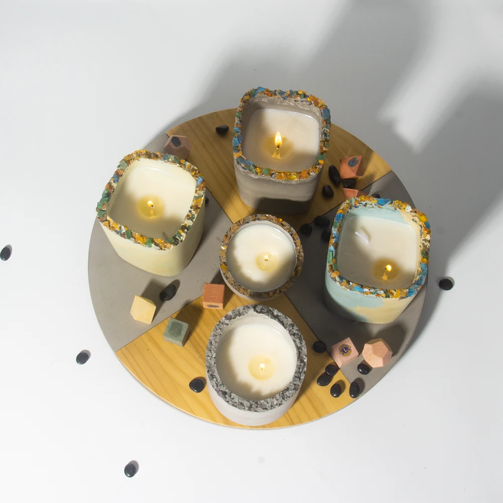 Wholesale Home Decoration Concrete Cylinder Candle Jars Candle Container Other Candle Holders Lanterns and Jar Collections