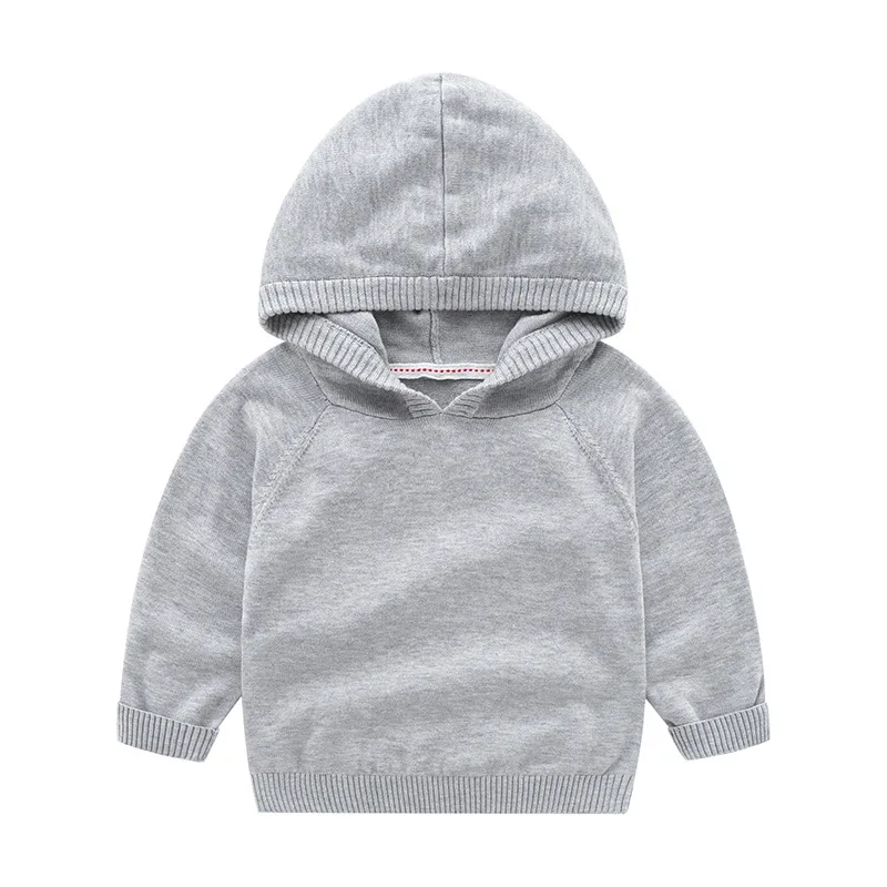 Wholesale Winter Kids Sweater Hoodie Cotton Wool Line Plain Color Casual Jacket Baby Knitted Hoodies
