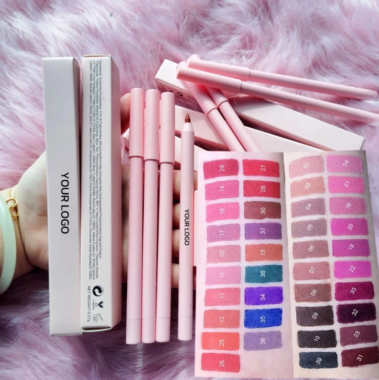 Wholesale Organic Nude Long Lasting Waterproof Matte Cream Lipliner Vegan Private Label Pink Retractable Crayon Lip Liner Vendor